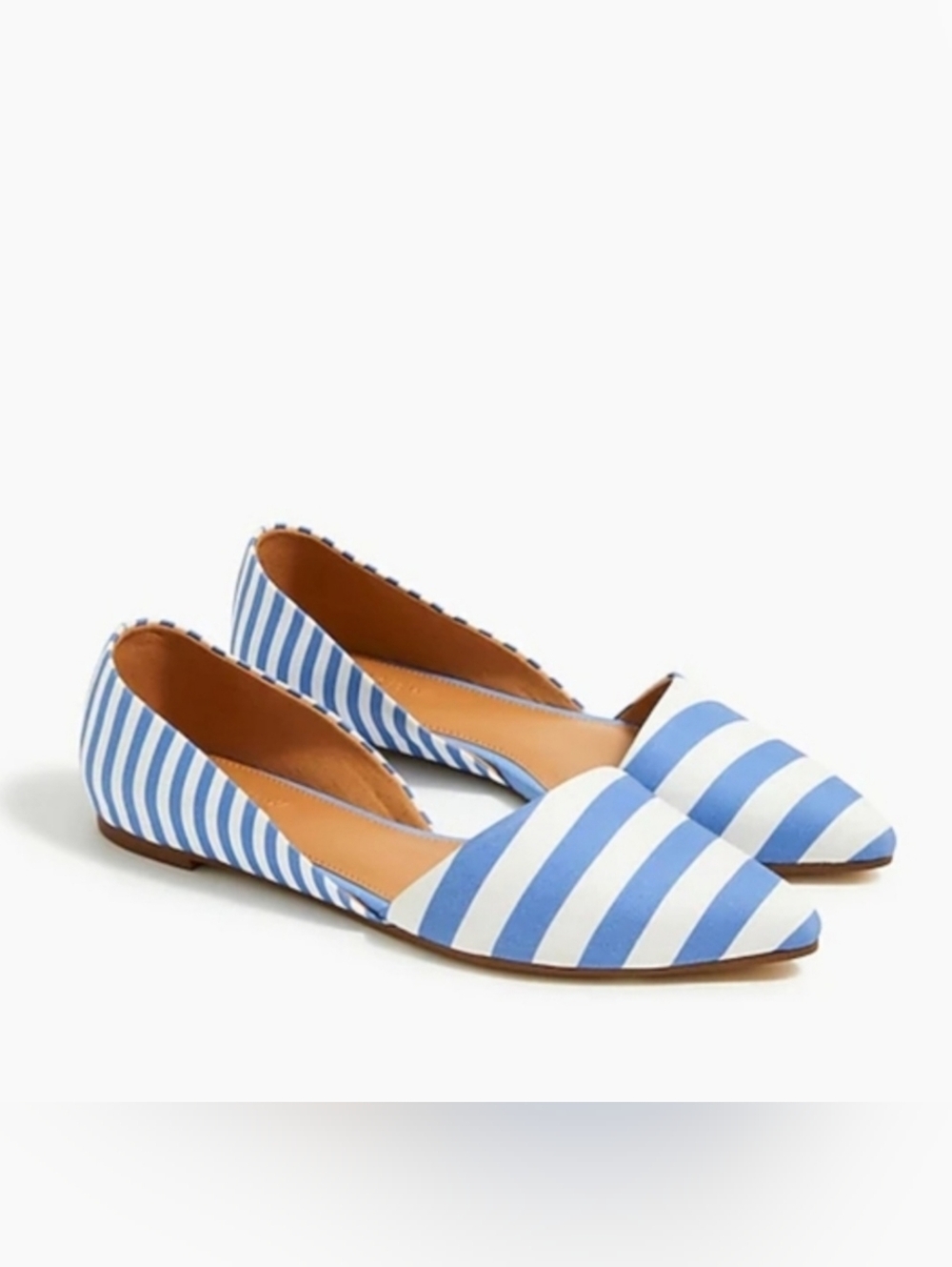 J Crew Zoe D’Orsay Flats Blue White Striped Pointed Toe Nautical Preppy 7